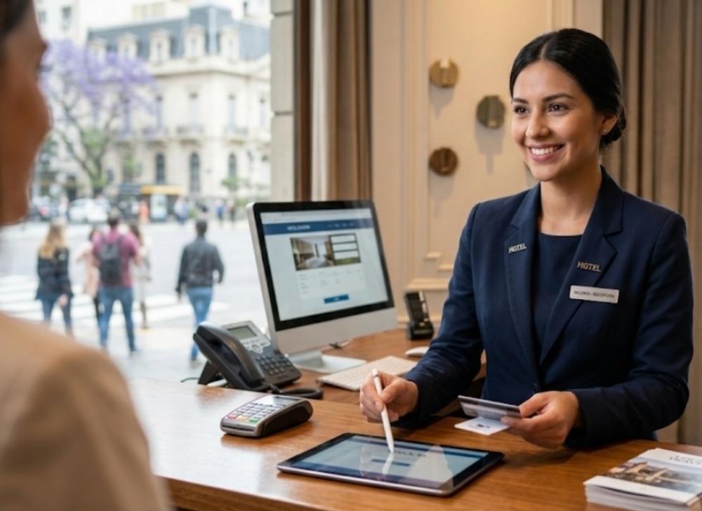 Recepcionista Hotelero con Enfoque en Atención al Cliente